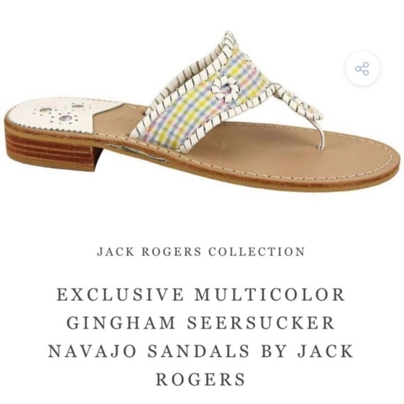 Jack Rogers Shoes - Euc Jack Rogers pastel plaid whipstitch sandals 5